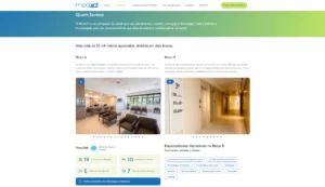 Captura de tela da página “Quem Somos” do Medquarenta e um apresenta os blocos A e B, com fotos internas do complexo, informações sobre área total de trinta e três mil metros quadrados, estrutura hospitalar e especialidades disponíveis.